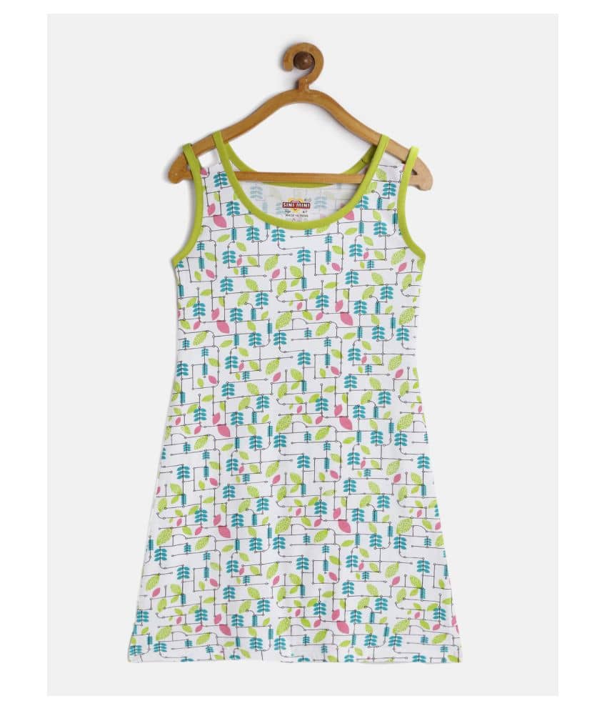 Sinimini 100% Cotton A-line For Girls ( Pack of 1 , Lime Green )