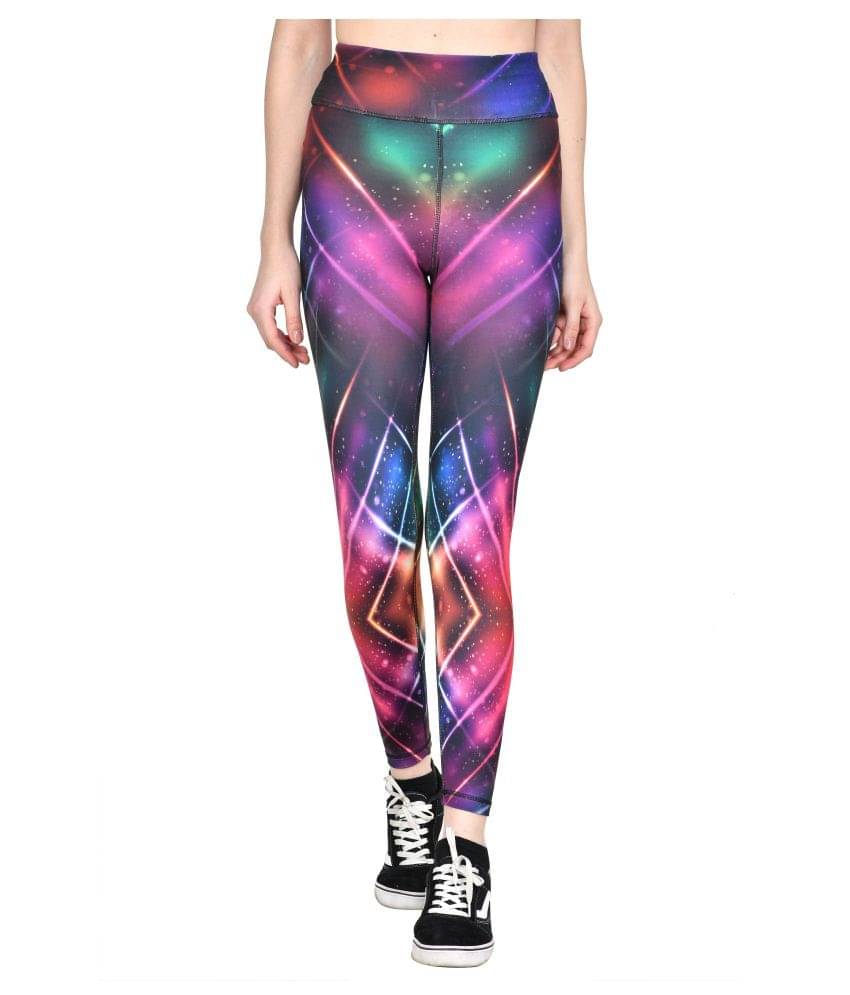     			ACTIWIN Black Polyester Lycra Printed Tights