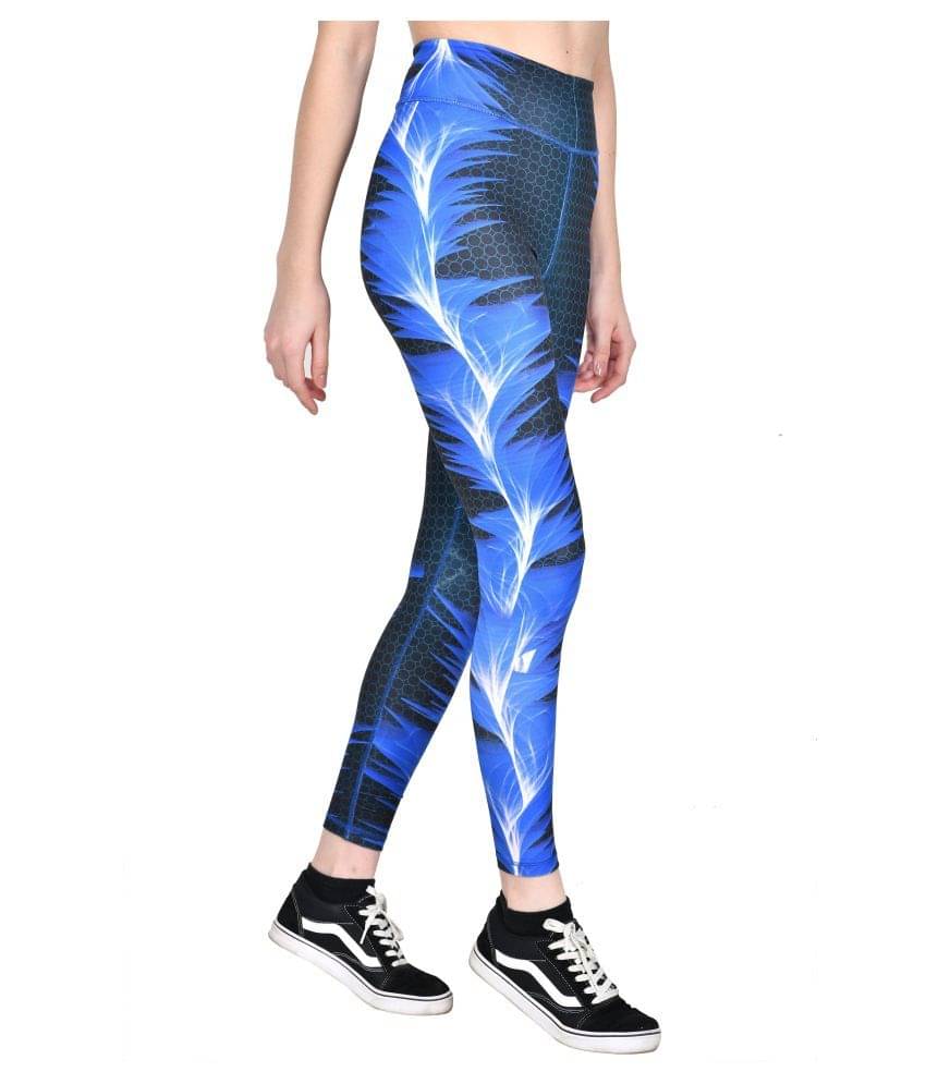     			ACTIWIN Blue Polyester Lycra Printed Tights