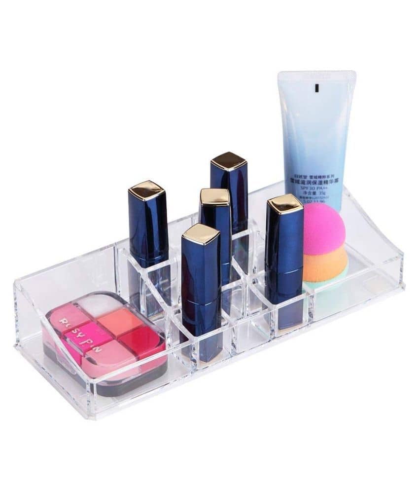 House of Quirk Acrylic 11 Slots Cosmetic Accessories Display Case Jewelry Box Organizer Clear