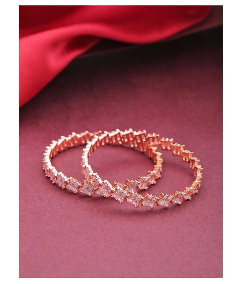 Priyaasi Rose Gold-Plated Geomatric Design Bangles  with Artificial Stones for Women and Girls     			Priyaasi Rose Gold-Plated Geomatric Design Bangles  with Artificial Stones for Women and Girls