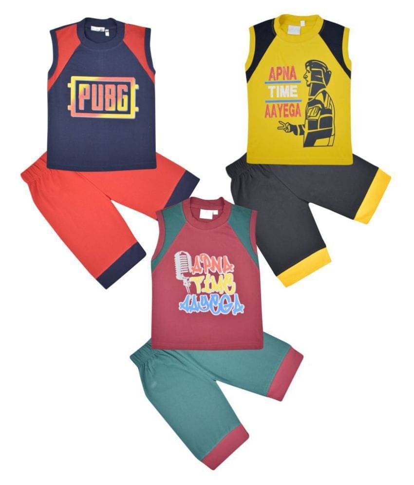     			Jisha Pack of 3 Boys Cotton Shirt & Pants Set ( Multi )
