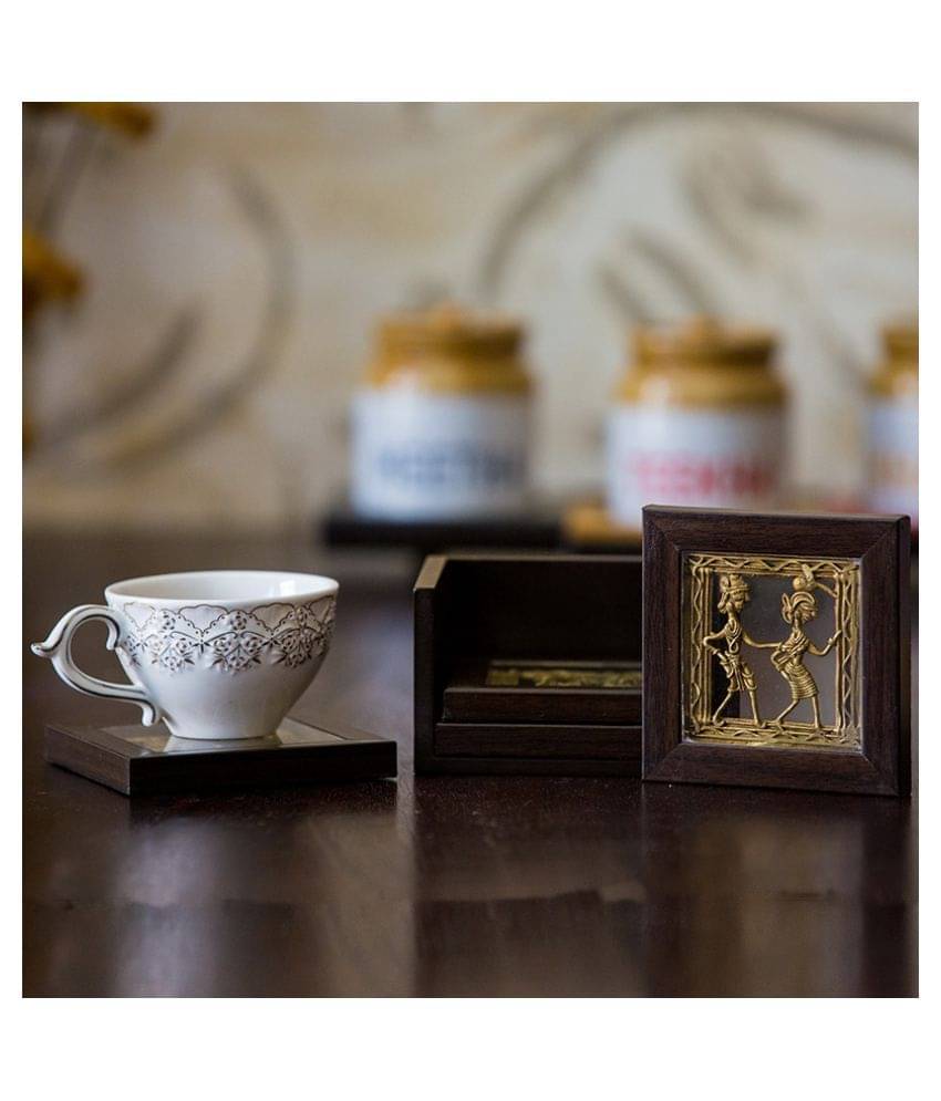     			Olha-O | Ethnic Gifting Set of 4 Wood Coaster