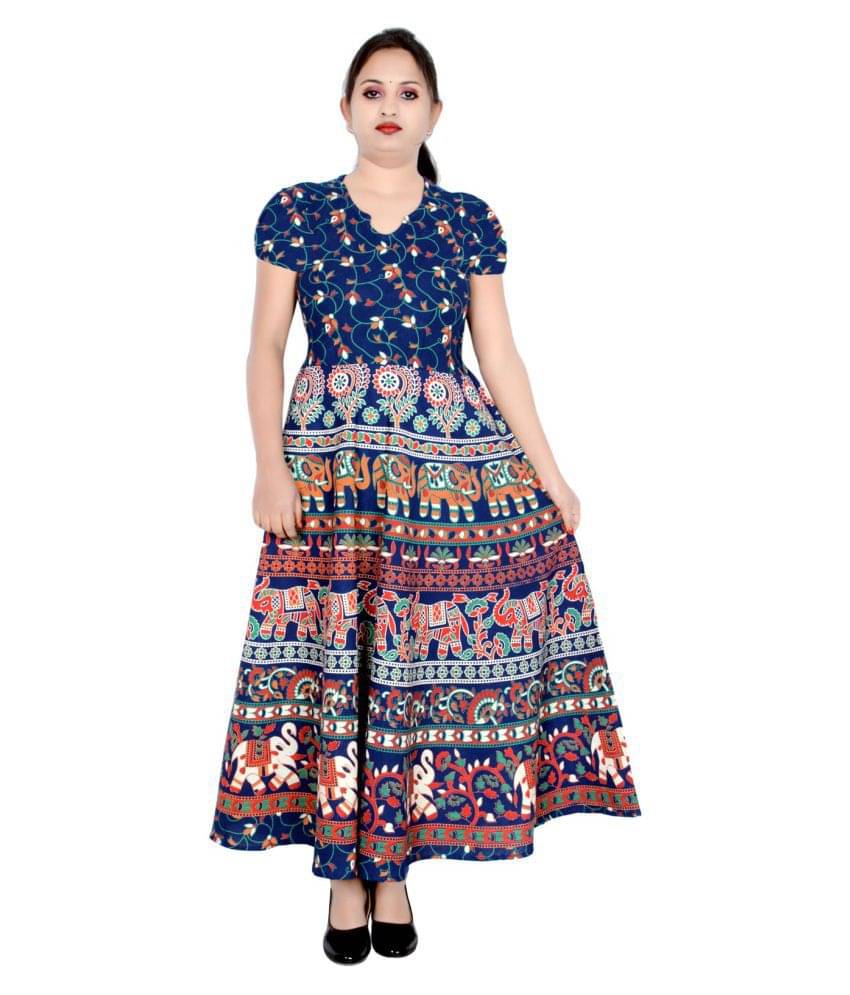    			Sttoffa - Blue Cotton Women's Flared Kurti ( Pack of 1 )