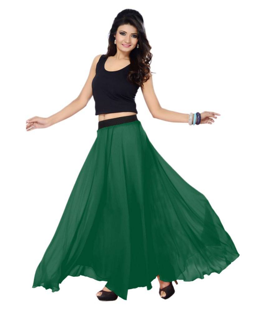     			Sttoffa Georgette A-Line Skirt - Green