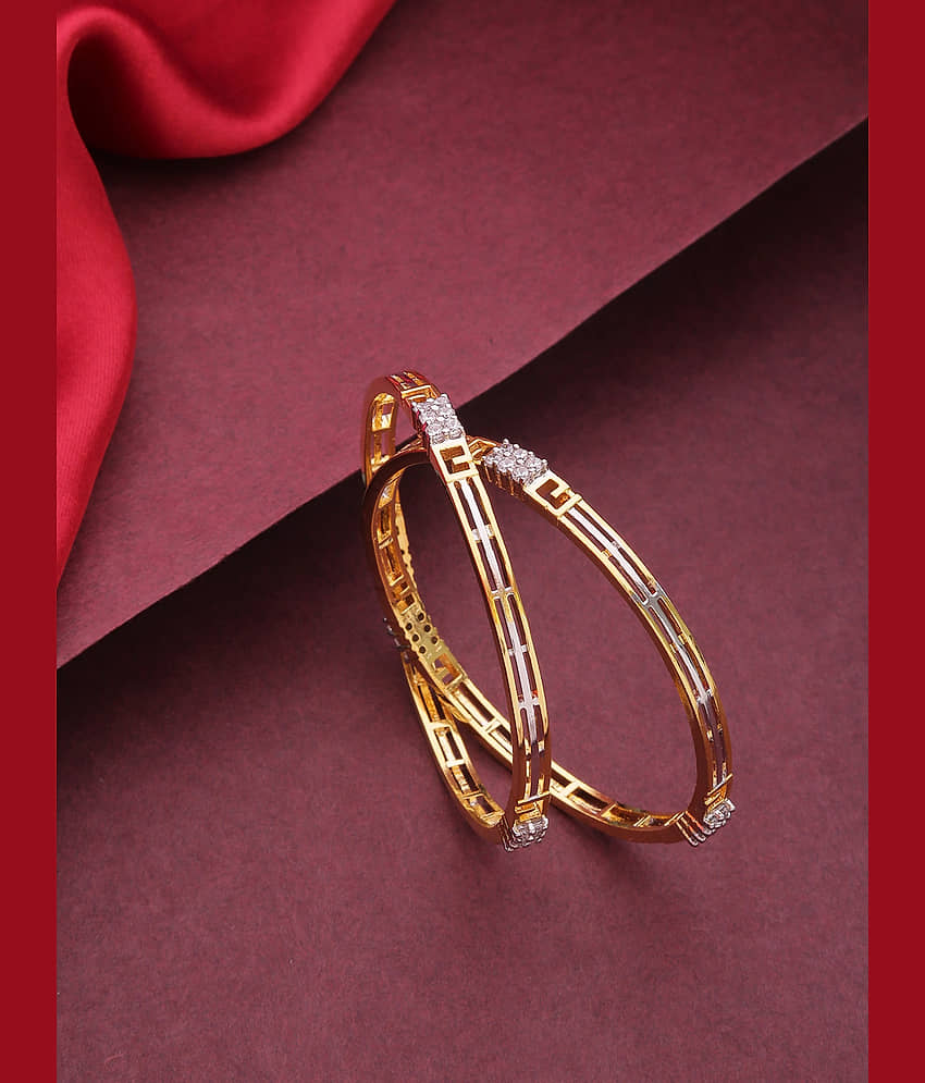 Priyaasi Gold-Plated Geometric Design Bangles with Artificial Stones for Women and Girls - Bangles & Bracelets | Buy online on ZillyBuy