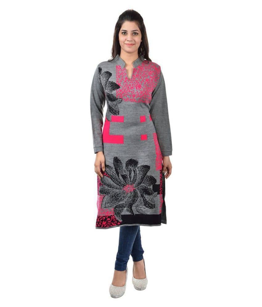Japroz - Grey Woollen Women's Straight Kurti - Kurtis, Tunics | Buy online on ZillyBuy
