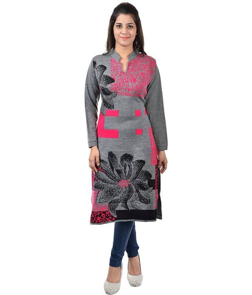 Japroz - Grey Woollen Women's Straight Kurti - Kurtis, Tunics | Buy online on ZillyBuy