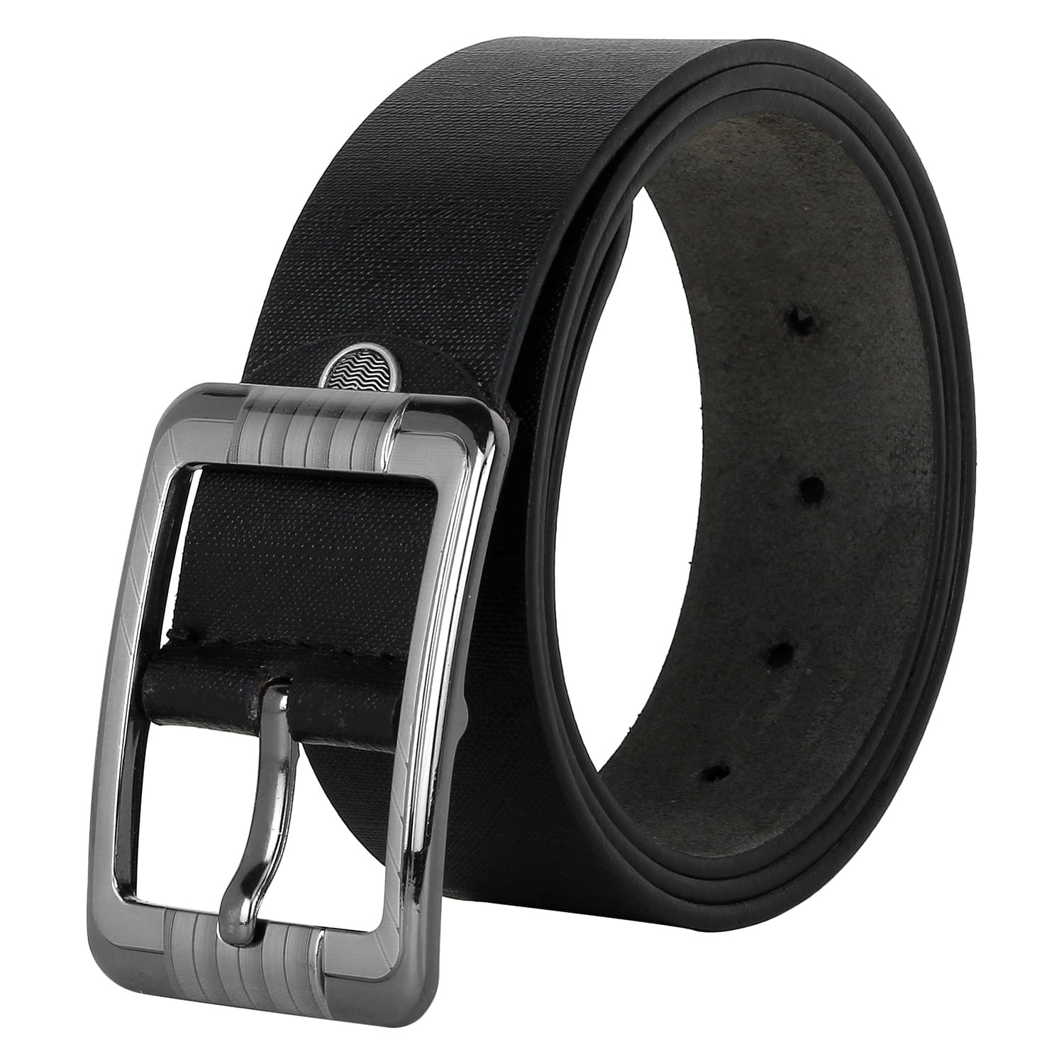     			RUNSI INTERNATIONAL Black Leather Casual Belt