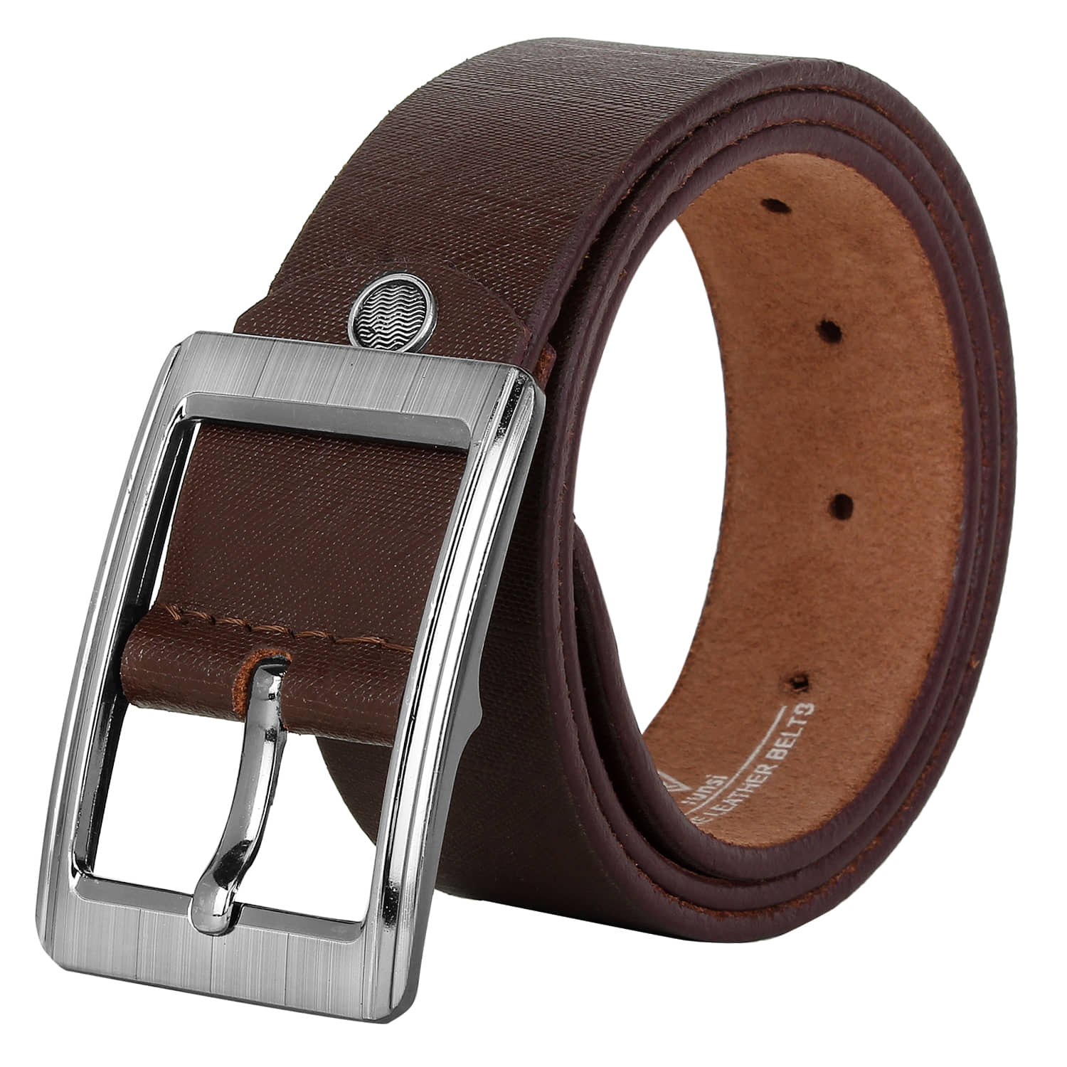 RUNSI INTERNATIONAL Brown Leather Casual Belt