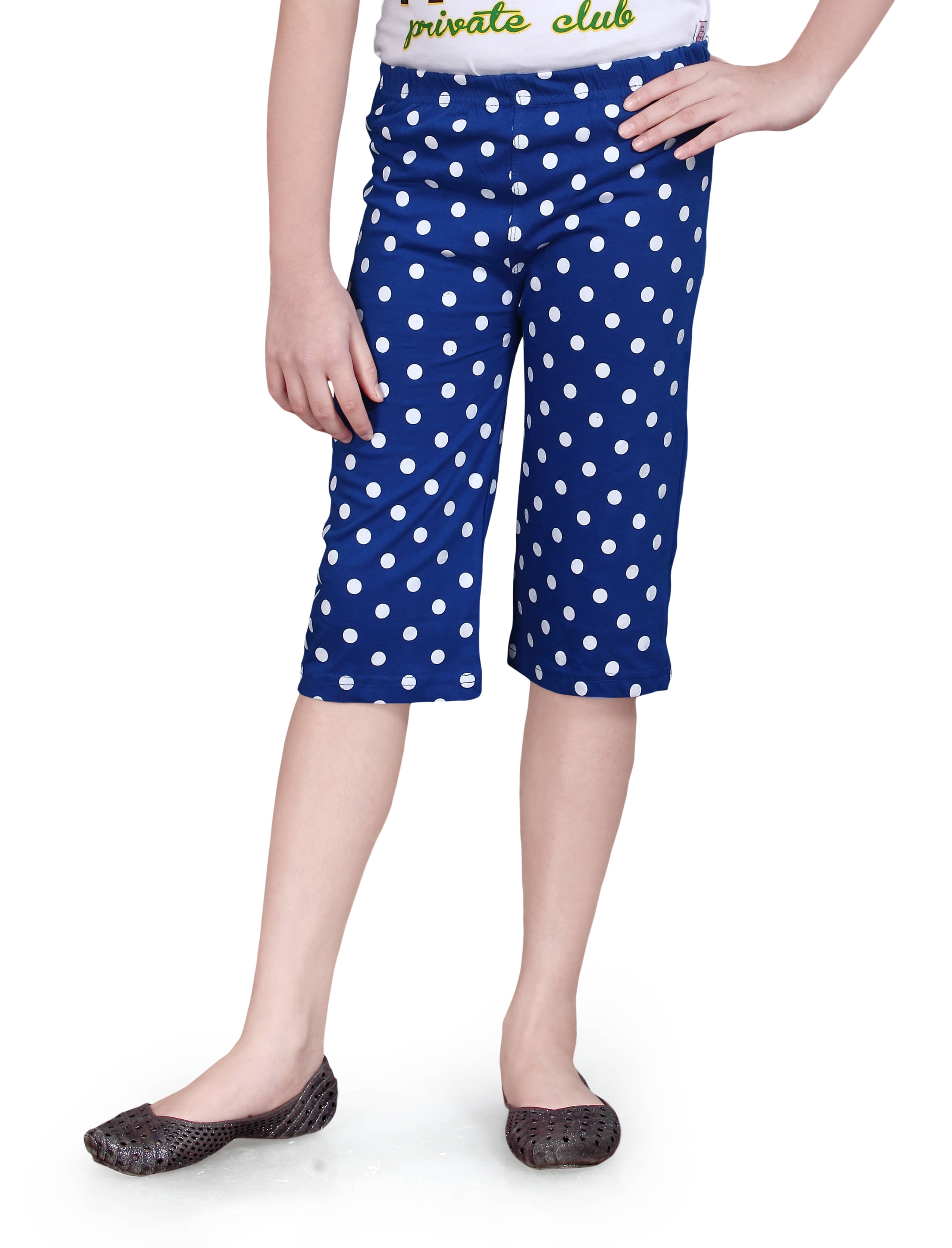     			Sinimini Pack of 1 Girls Cotton Capris ( Blue )