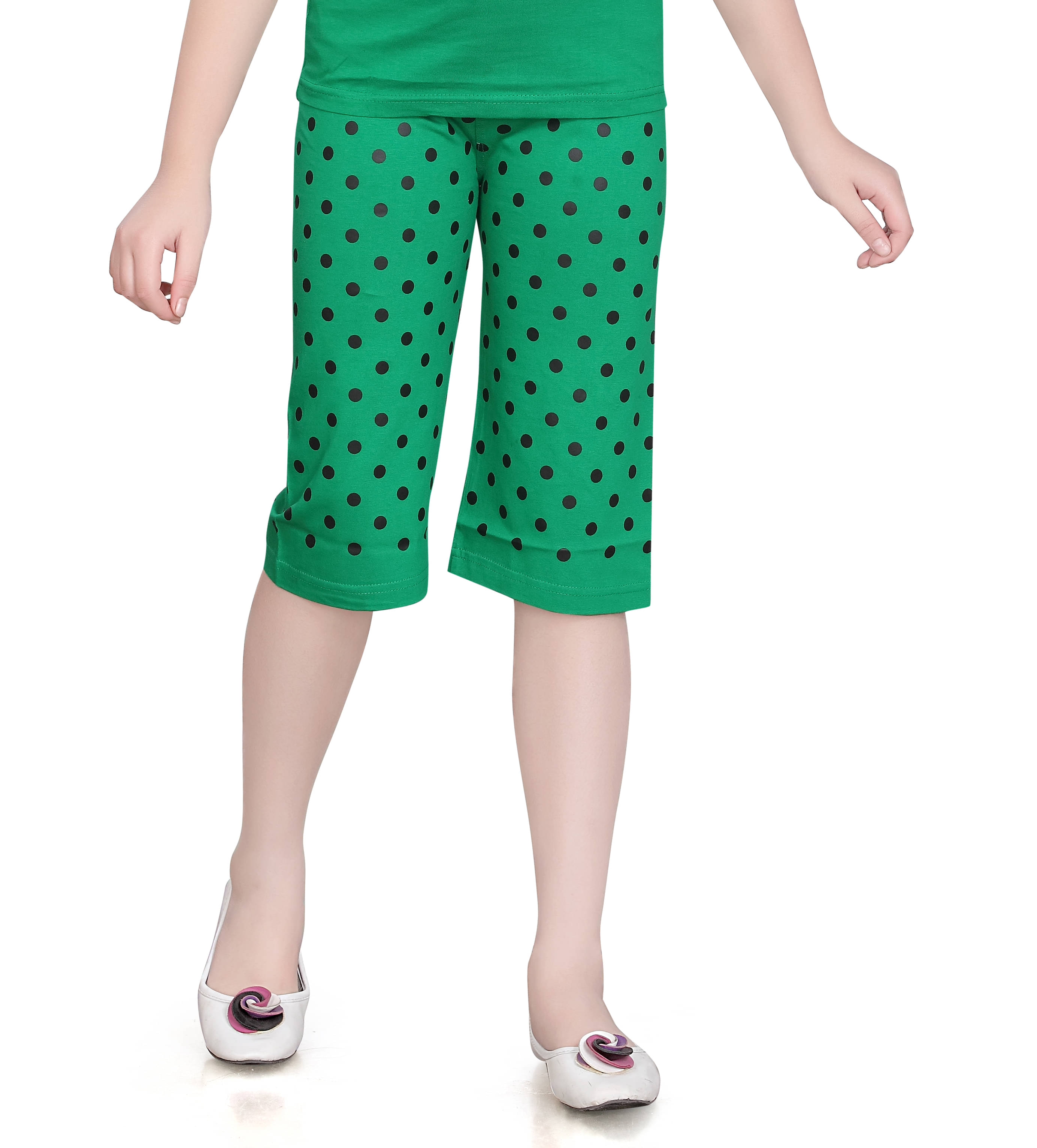     			Sinimini Pack of 1 Girls Cotton Capris ( Green )
