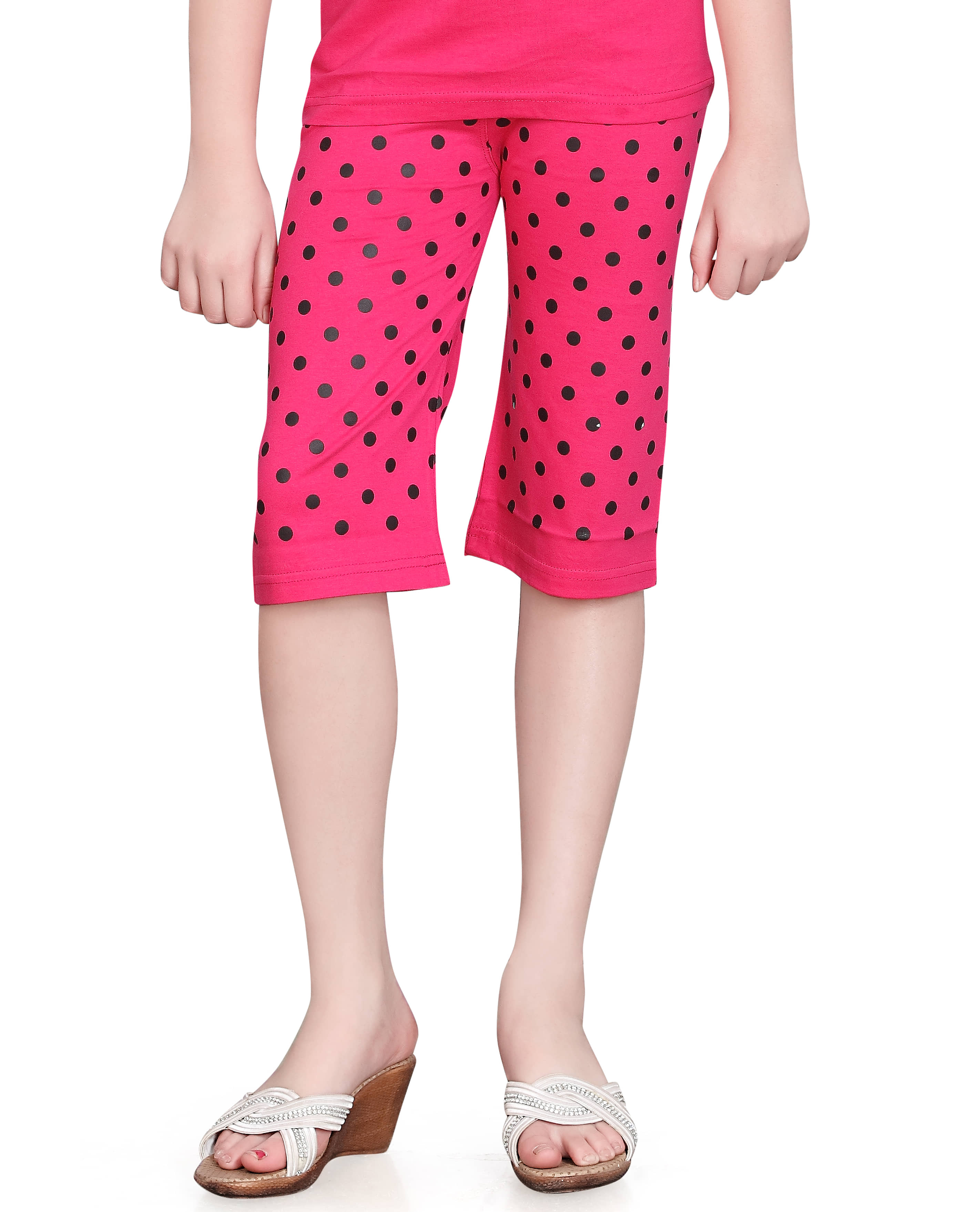Sinimini Pack of 1 Girls Cotton Capris ( Pink )