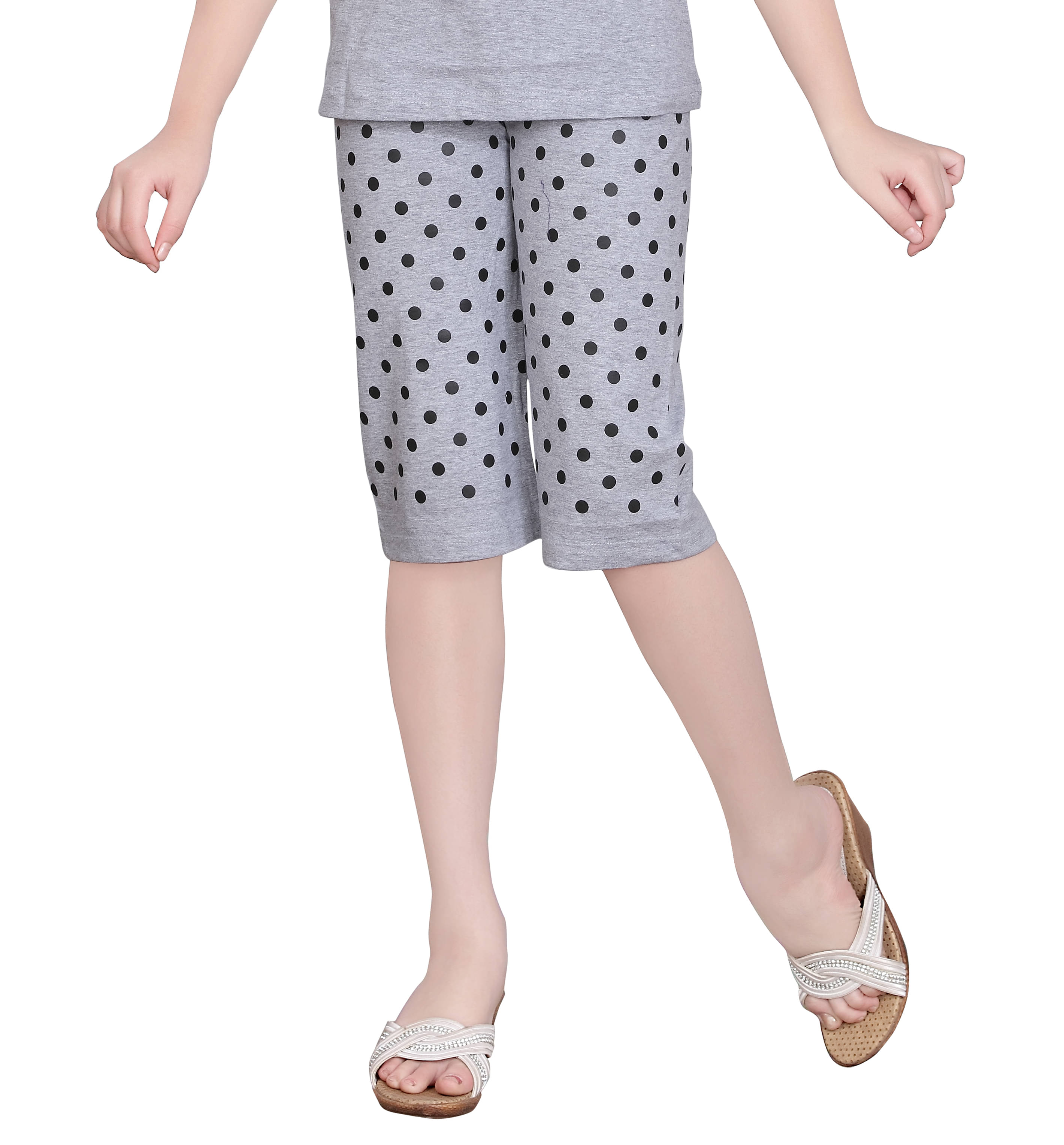     			Sinimini Pack of 1 Girls Cotton Capris ( Grey )