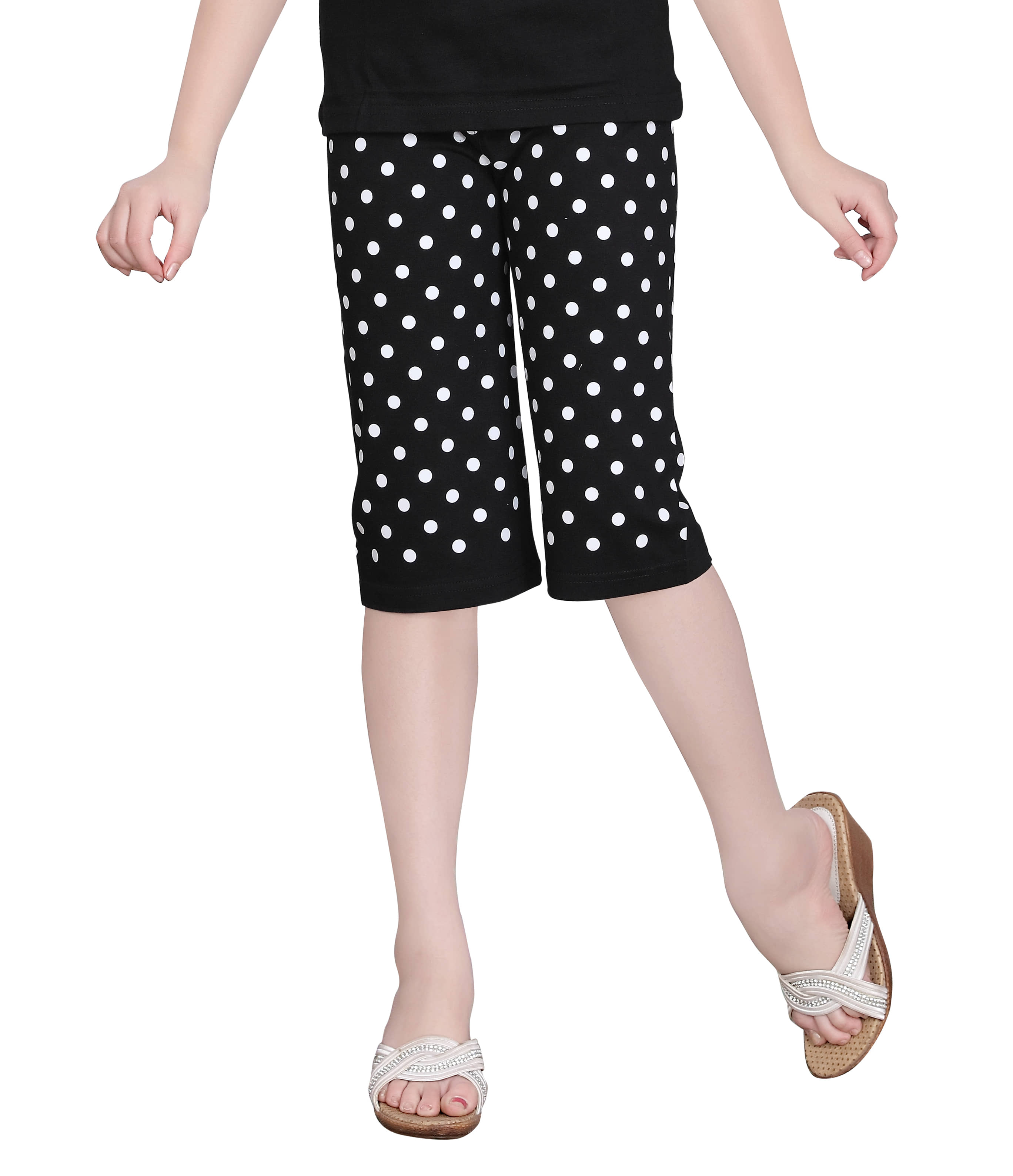 Sinimini Pack of 1 Girls Cotton Capris ( Black )