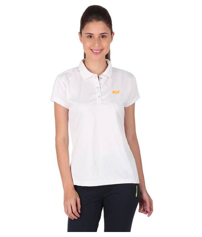     			Vector X White Polo Neck T-Shirt