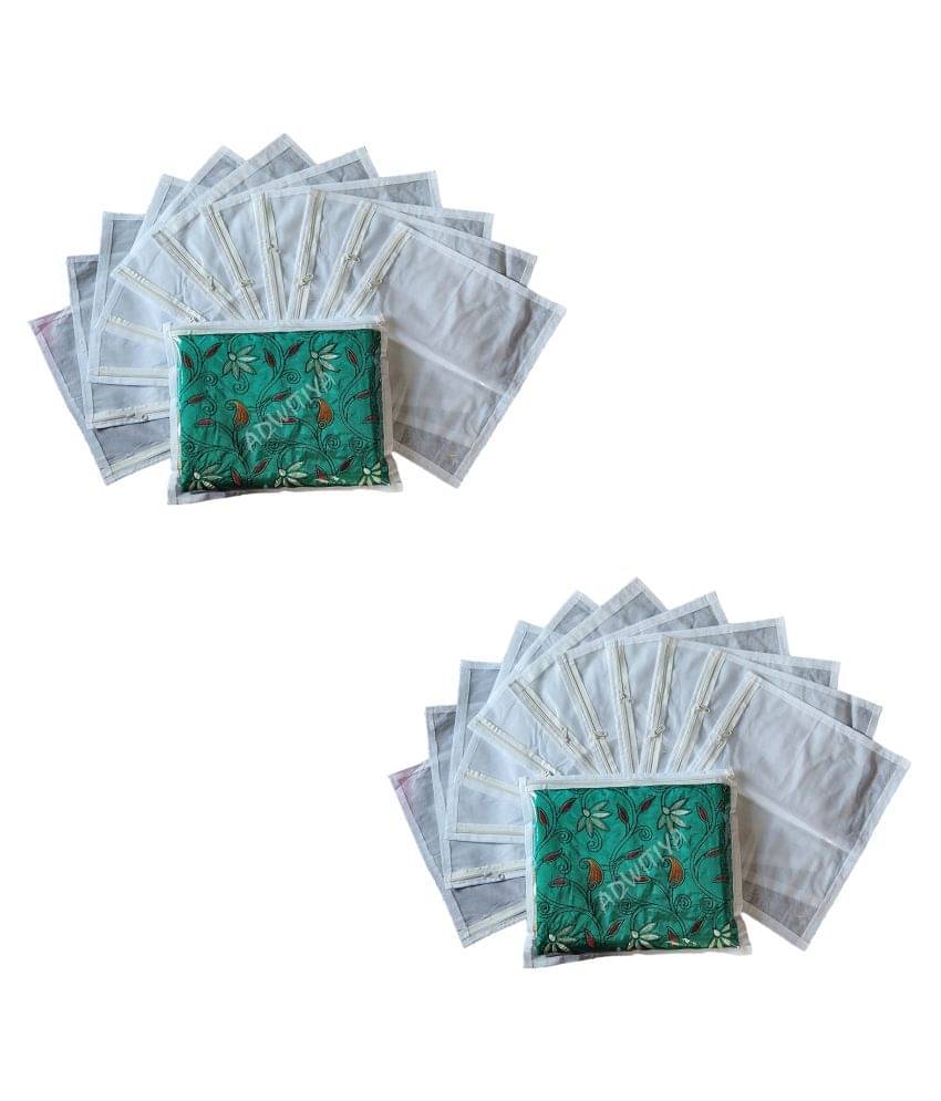     			ADWITIYA - Set of 24 Pcs Non-Woven Designer Single Saree Salwar Suit Shirt Jeans Bedsheet Garment Cloth Organizer Cover Case - White