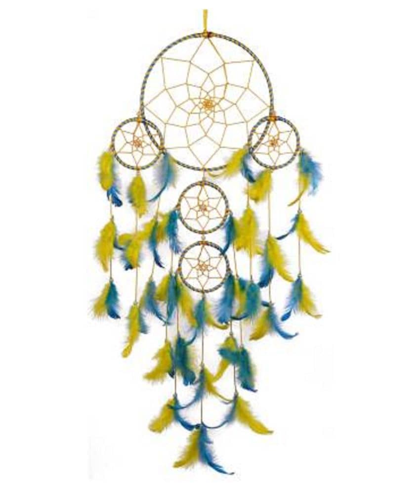 Lucky Traders Feather Yellow Dream Catcher - Pack of 1 ( X cms )