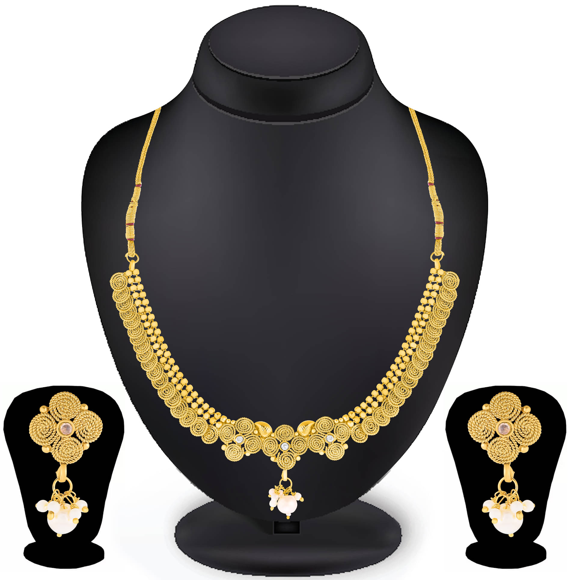 Bhagya Lakshmi Alloy Golden Contemporary Traditional Gold Plated Necklaces Set Bhagya Lakshmi Alloy Golden Contemporary Traditional Gold Plated Necklaces Set
