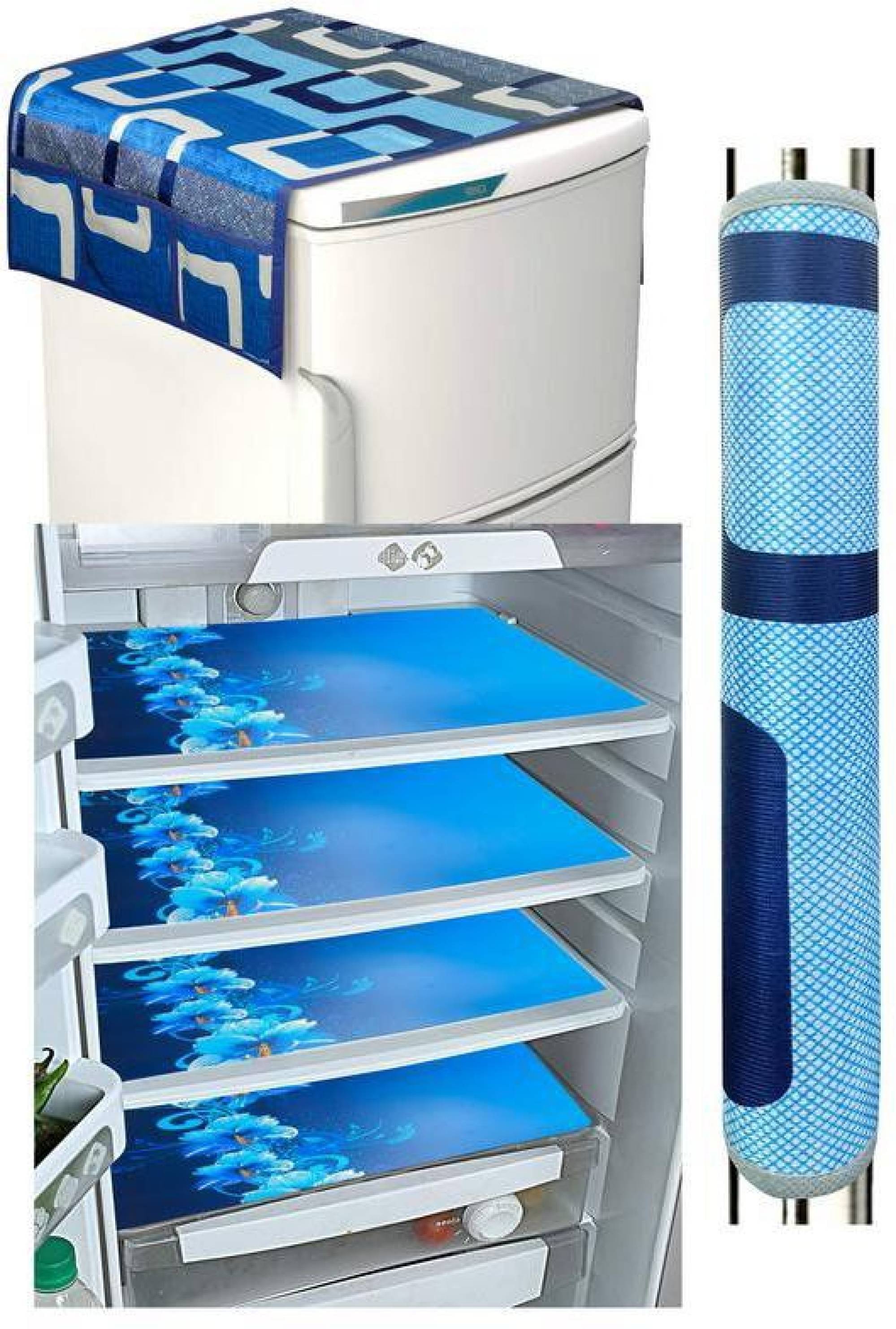 Exopick PVC Multicolor 3 Fridge Mats+1 Fridge Handle Cover + 1 Fridge Top Cover (Size - 36 X 24 In) Exopick PVC Multicolor 3 Fridge Mats+1 Fridge Handle Cover + 1 Fridge Top Cover (Size - 36 X 24 In)