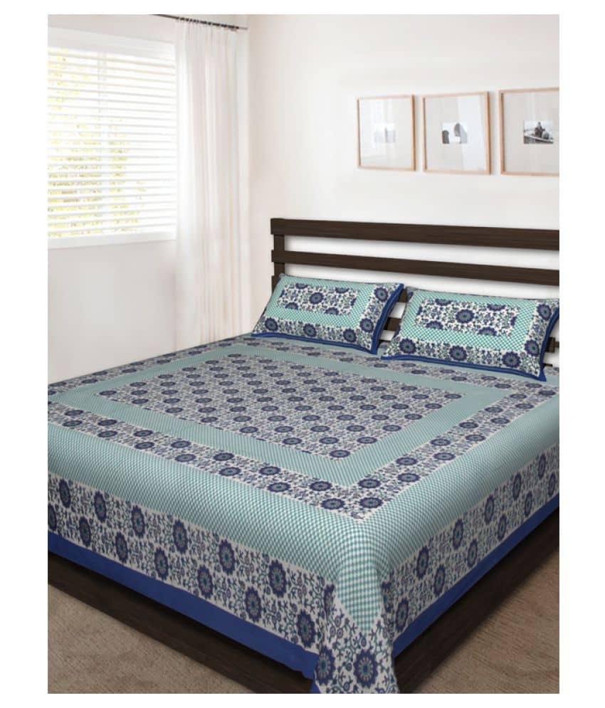 Uniqchoice Cotton King Bedsheet ( Blue )