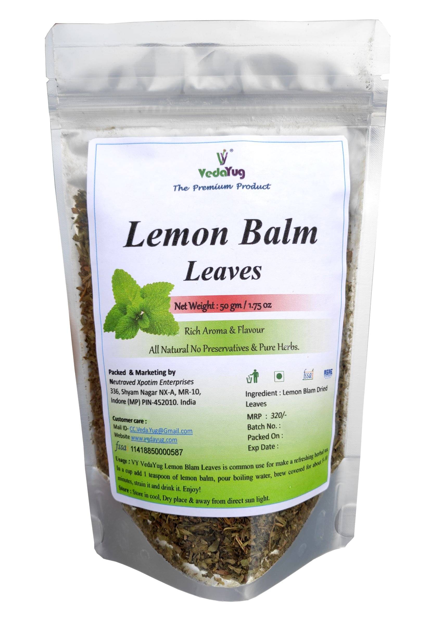     			VY VedaYug Lemon Blam/Lemon Balm Tea Leaves/Lemon Balm Tea: 50 gm