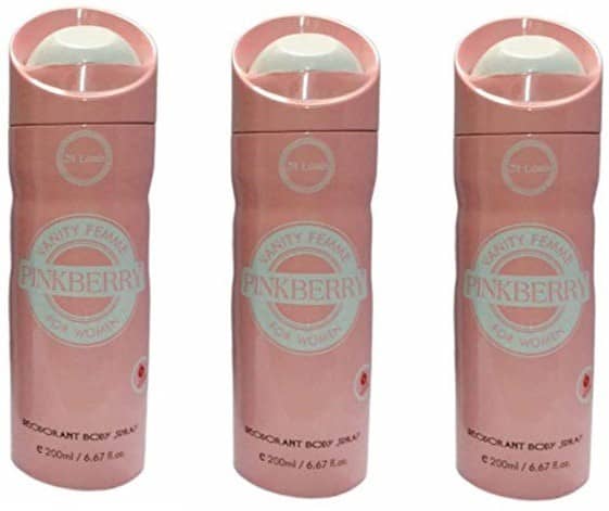 St. Louis PinkBerry Deodorant Body Spray Deodorant Spray - For Men & Women.200 ml each.pack of 3.