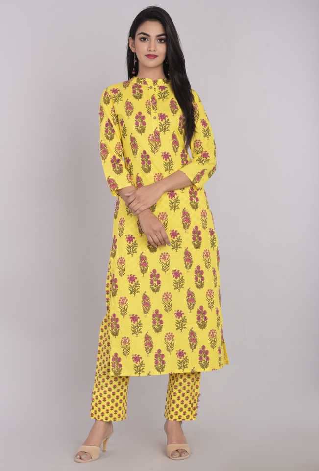 Kbz Cotton Kurti With Pants - Stitched Suit