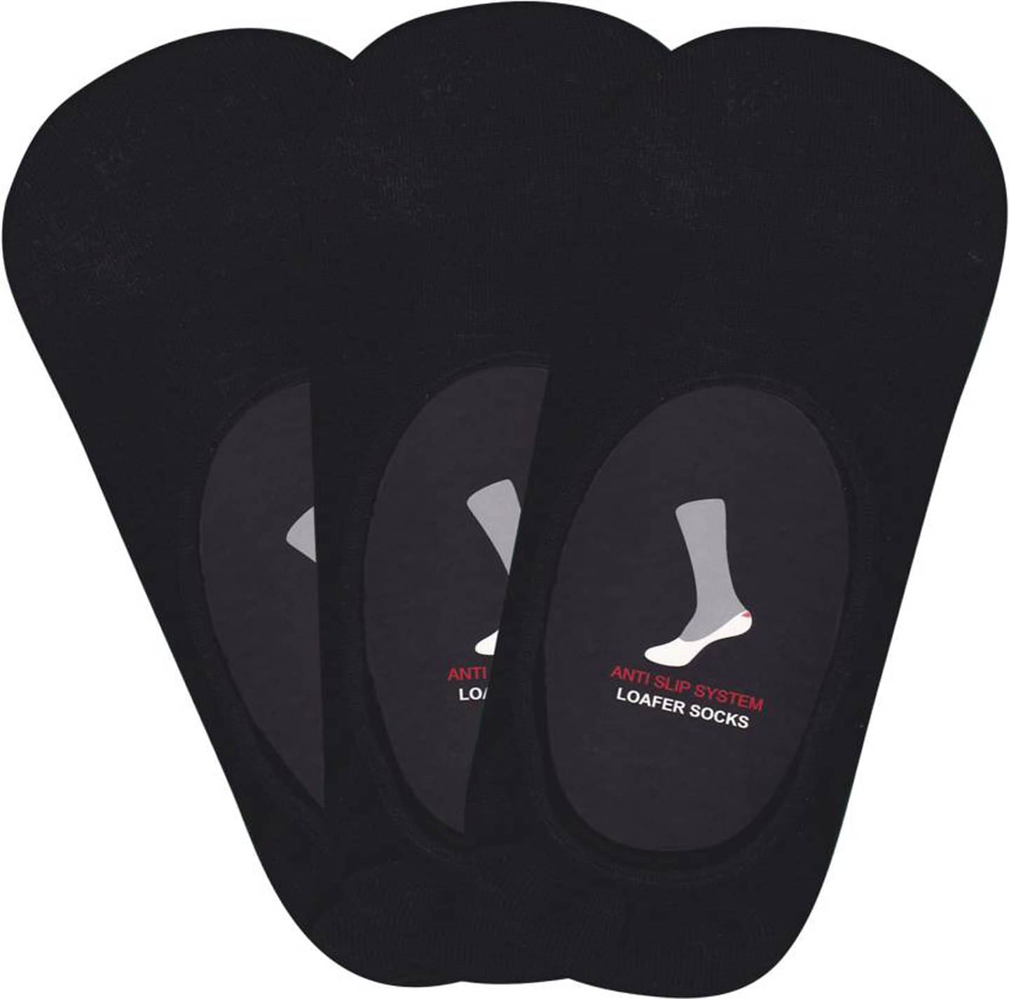     			Loafer Socks with Anti-Slip Silicon Black color for men & women Pack of 3