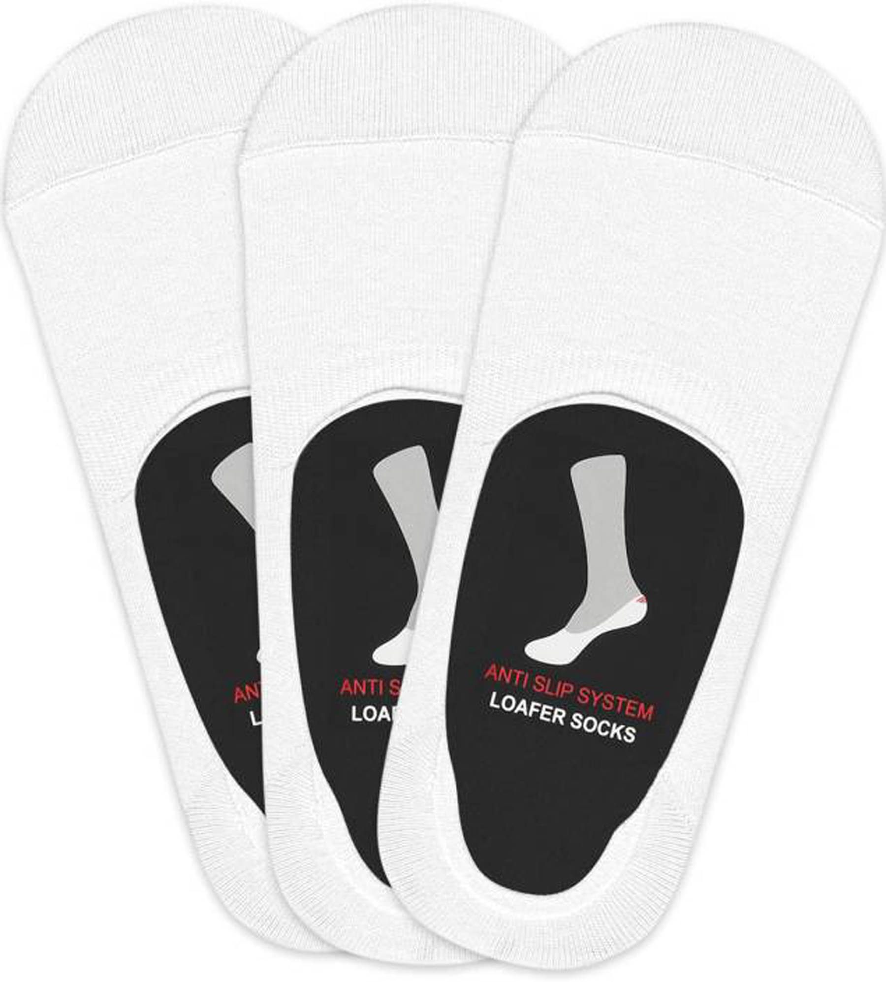    			Loafer Socks with Anti-Slip Silicon White color for men & women Pack of 3