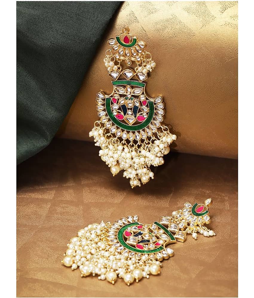 Priyaasi Gold-Plated Kundan Chandbalis for Women and Girls (Multicolor) - Earrings | Buy online on ZillyBuy