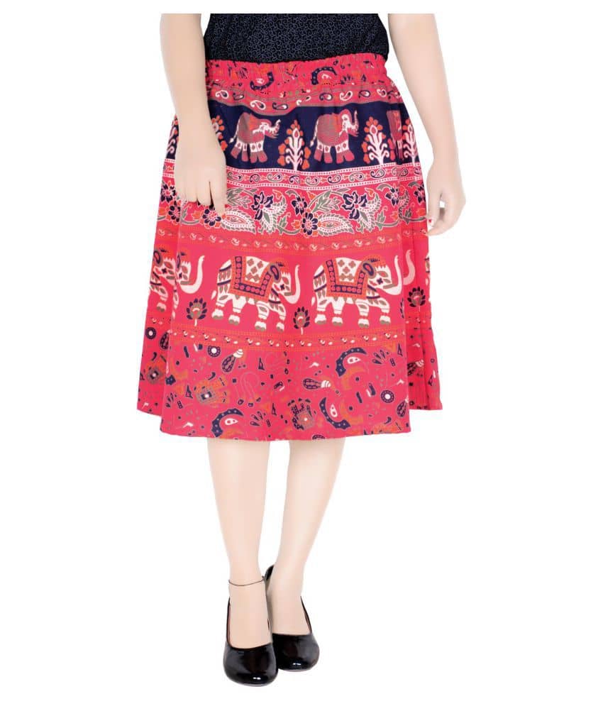 Sttoffa Cotton A-Line Skirt - Red