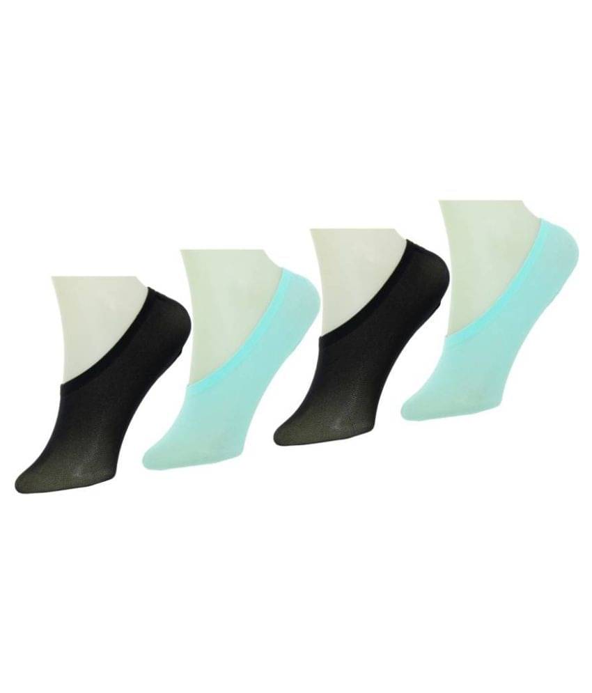     			Loafer Socks with Anti-Slip Silicon for women Pack of 4 (Color - 2 Black, 2 Sky Blue)