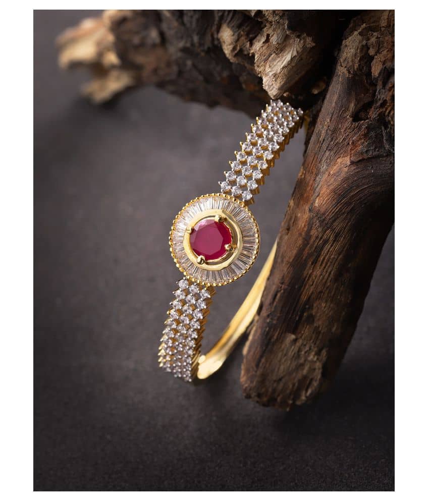 Priyaasi Stylish Gold Plated Round American Diamond Bracelet For Women And Girls - Bangles & Bracelets | Buy online on ZillyBuy