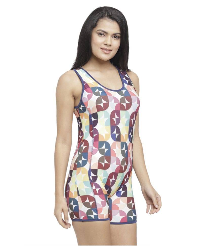     			N-Gal Polyester Multi Color One Piece Swimsuit without Skirt
