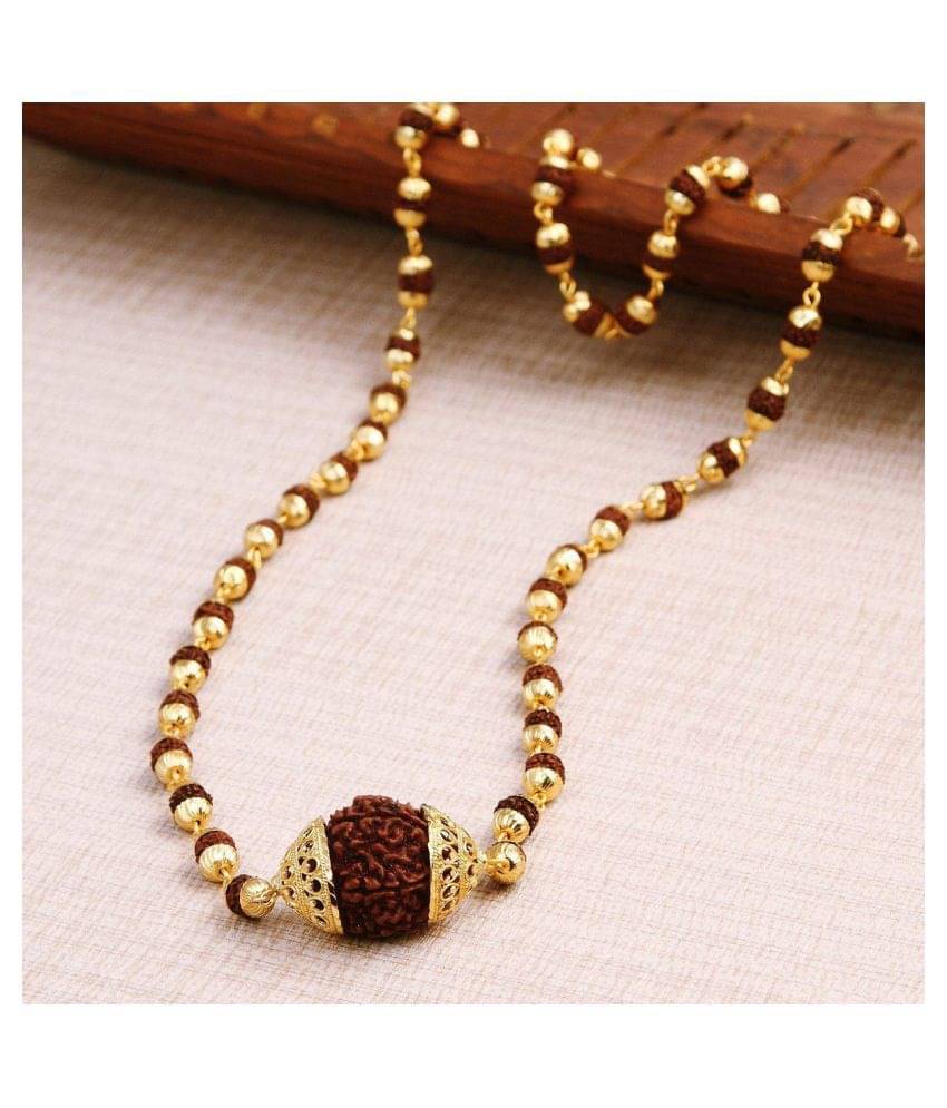     			Green Spiritual original Rudraksha Mala with Big Rudraksha Pendand in Gold Plated Cap (8MM 36Beads)