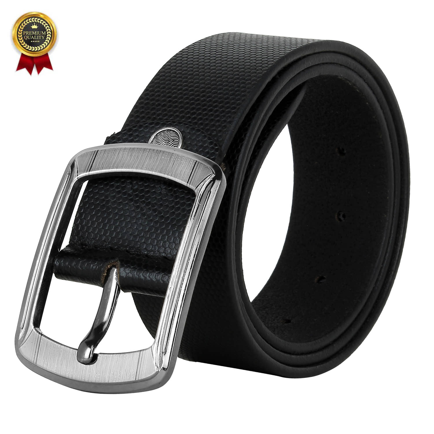 RUNSI INTERNATIONAL Black Leather Casual Belt