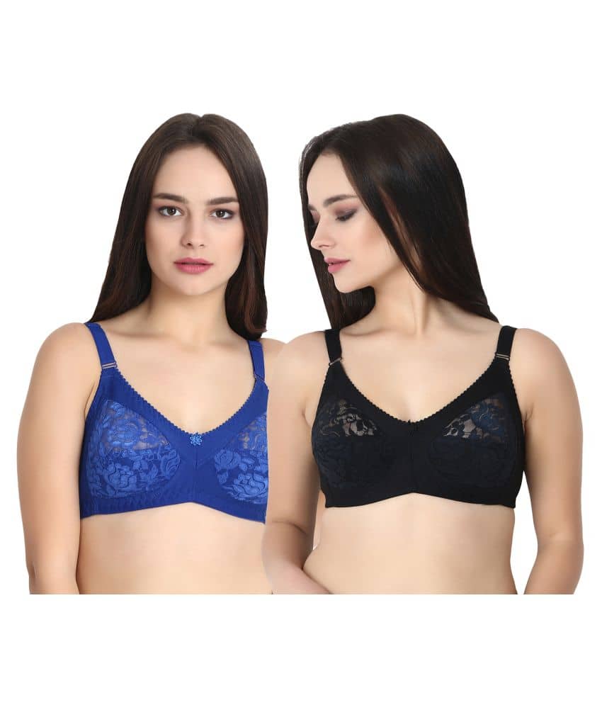 KYODO Pack of 2 Poly Cotton Non Padded Women's Everyday Bra ( Multi Color )
