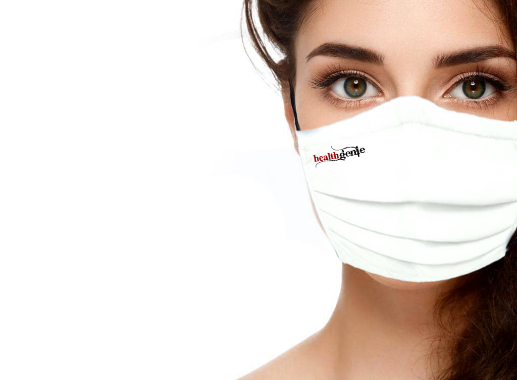 Healthgenie 201 Washable & Reusable Face Mask, Double Layer (Pack of 1) White Colour