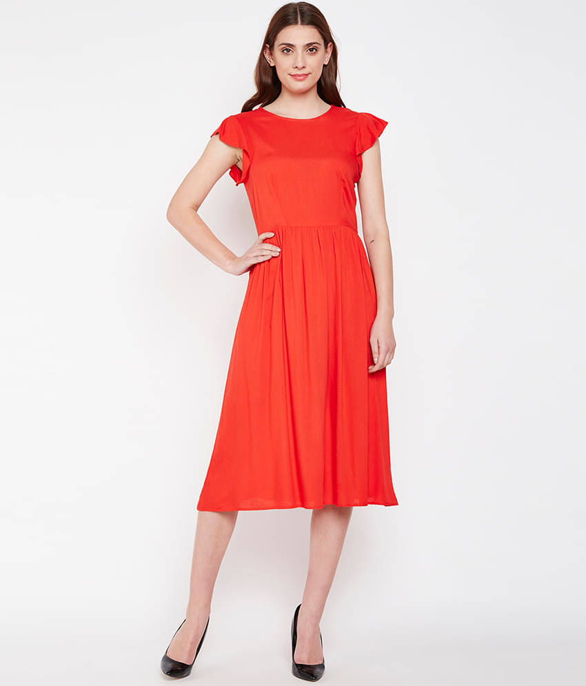     			Oxolloxo Women Viscose A-line Dress ( Red )