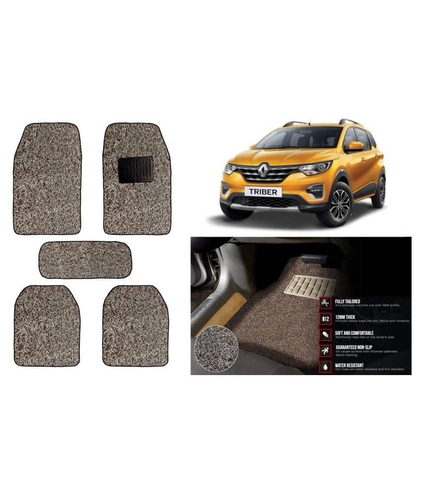     			Auto Kite - 12mm Heavy Duty Anti Slip Noodle Nomad Style Car Floor Mats Beige Brown Set of 5 for - Renault Tribber