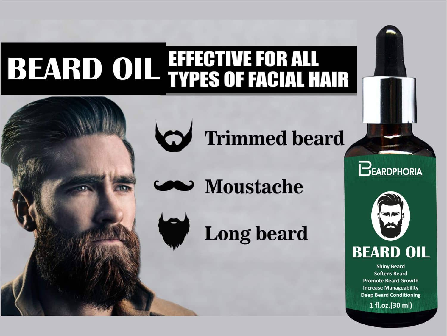 BEARDPHORIA BUCKSHOT Beard Oil FASTGROWTH 30 ml - Beard Care and Tools | Buy online on ZillyBuy
