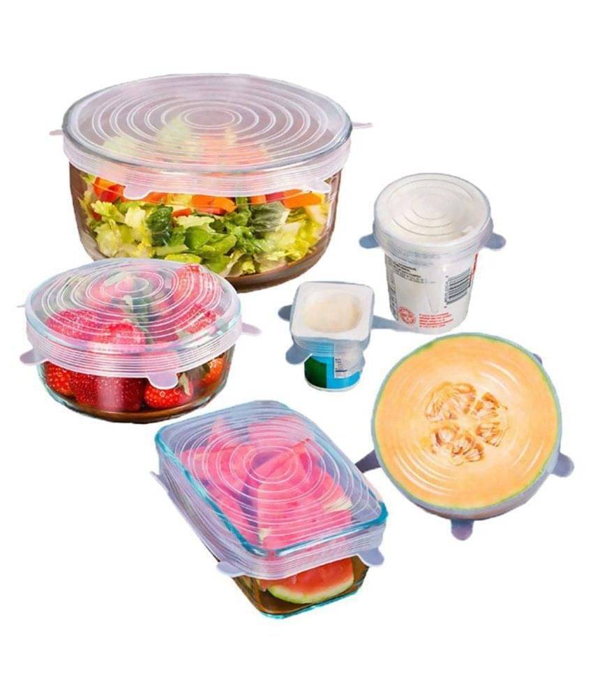     			HL-HILEE Silicon Lid Cover - Set of 6, Stretchable, BPA-Free Food Reusable Storage Cover Wrap Silicone Expandable Sealed Fit Various Shape of Containers, Dishes, Bowls,Dishwasher, Microwave and Freezer