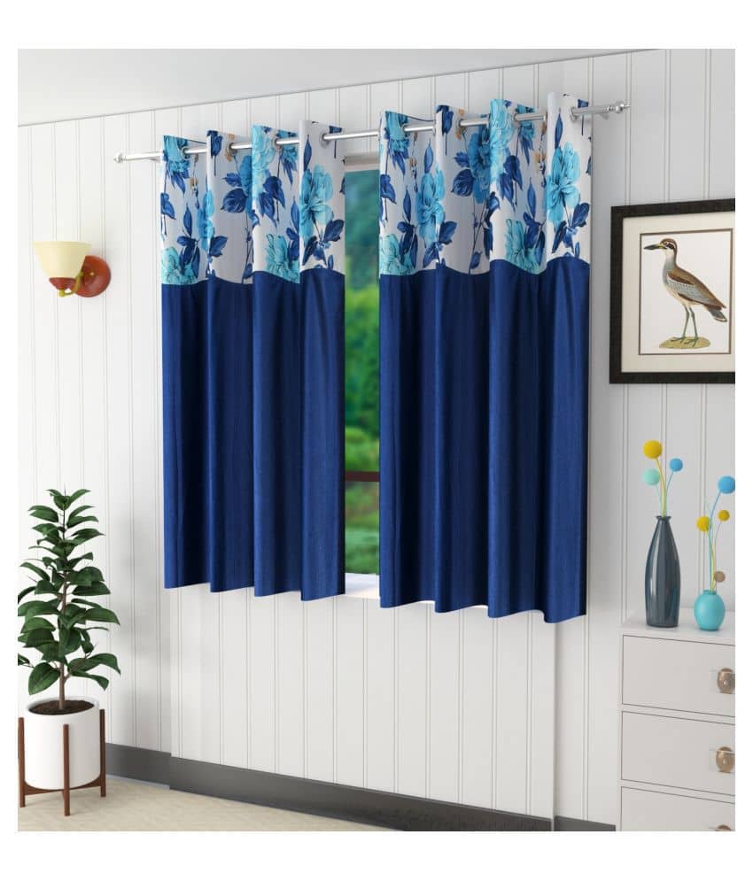 Homefab India Floral Blackout Eyelet Door Curtain 7ft (Pack of 2) - Grey