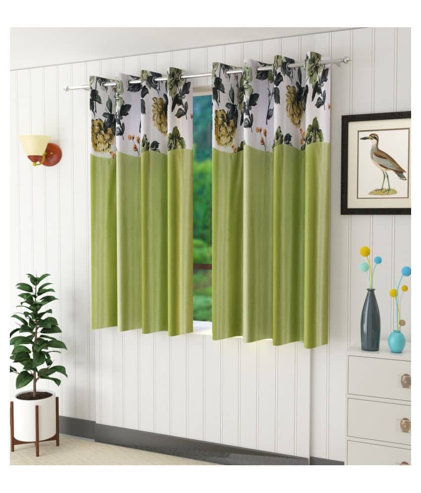Homefab India Floral Blackout Eyelet Door Curtain 7ft (Pack of 2) - Grey