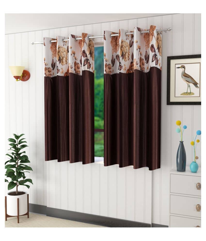 Homefab India Floral Blackout Eyelet Door Curtain 7ft (Pack of 2) - Grey