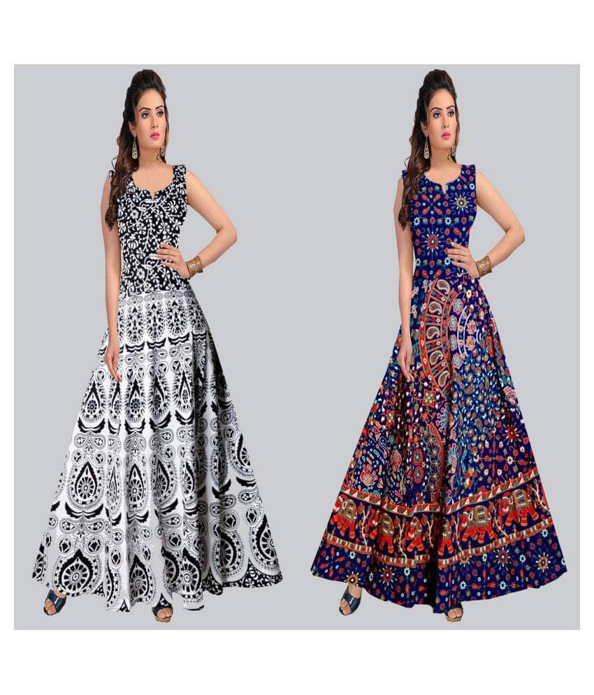     			Rangun Women Cotton Ethnic Dress ( Multi Color )