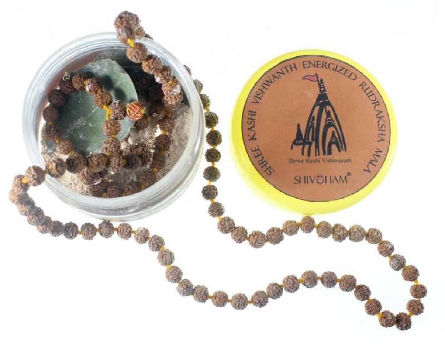 ShivaRatna Energized Rudraksha Mala At Kashi Viswanaath Temple With Belpatra & Bhasmi (108+1 Beads / 6-7mm Beads Size) ShivaRatna Energized Rudraksha Mala At Kashi Viswanaath Temple With Belpatra & Bhasmi (108+1 Beads / 6-7mm Beads Size)