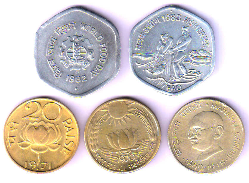     			TWENTY/ 20 PAISE/PAISA SET OF FIVE RARE COMMEMORATIVE COLLECTIBLE