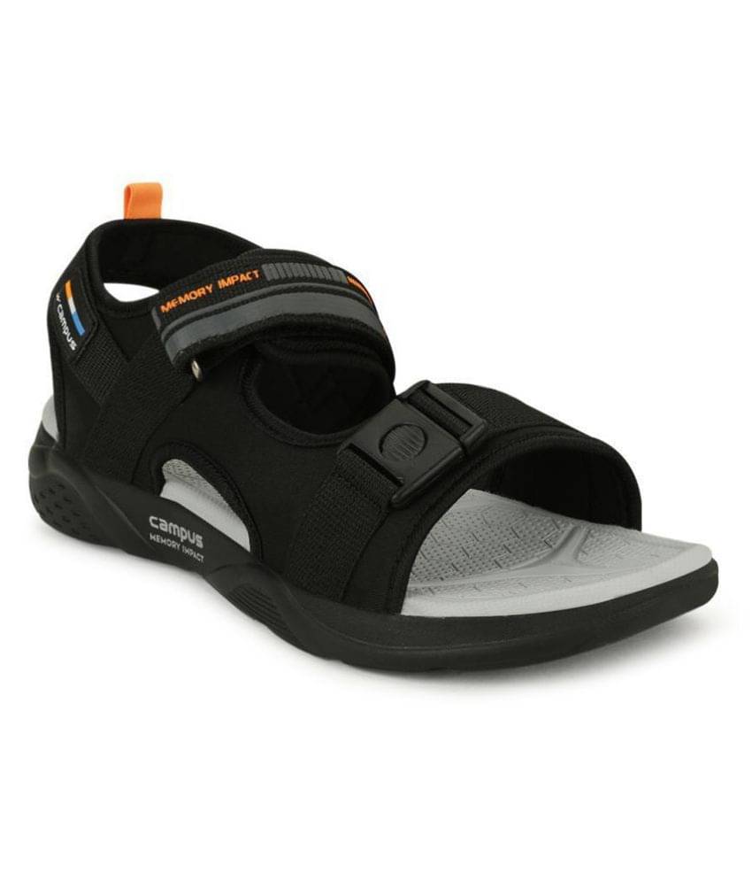     			Campus Black Synthetic Floater Sandals